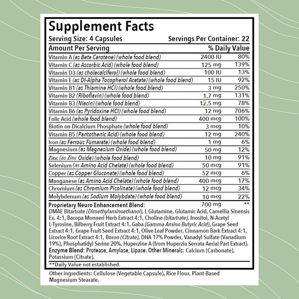 Optimal Health Systems Brain capsules closeup for daily cognitive support