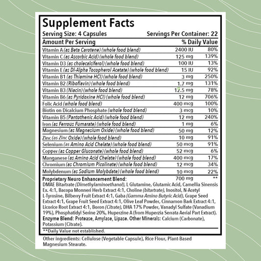 Optimal Health Systems Brain capsules closeup for daily cognitive support