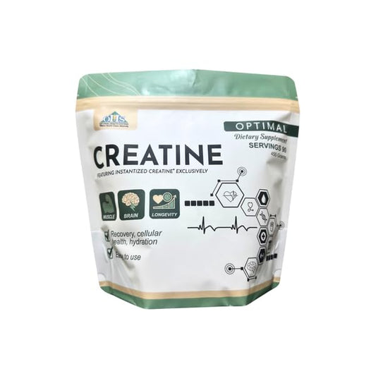 Optimal Health Systems Creatine bottle pouring for a smooth, grit-free mix.