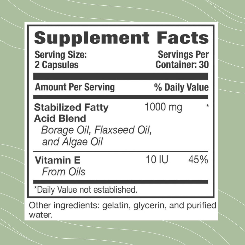Optimal Health Systems EFA capsules ready for daily use with meals.