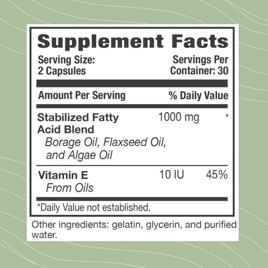 Optimal Health Systems EFA capsules ready for daily use with meals.