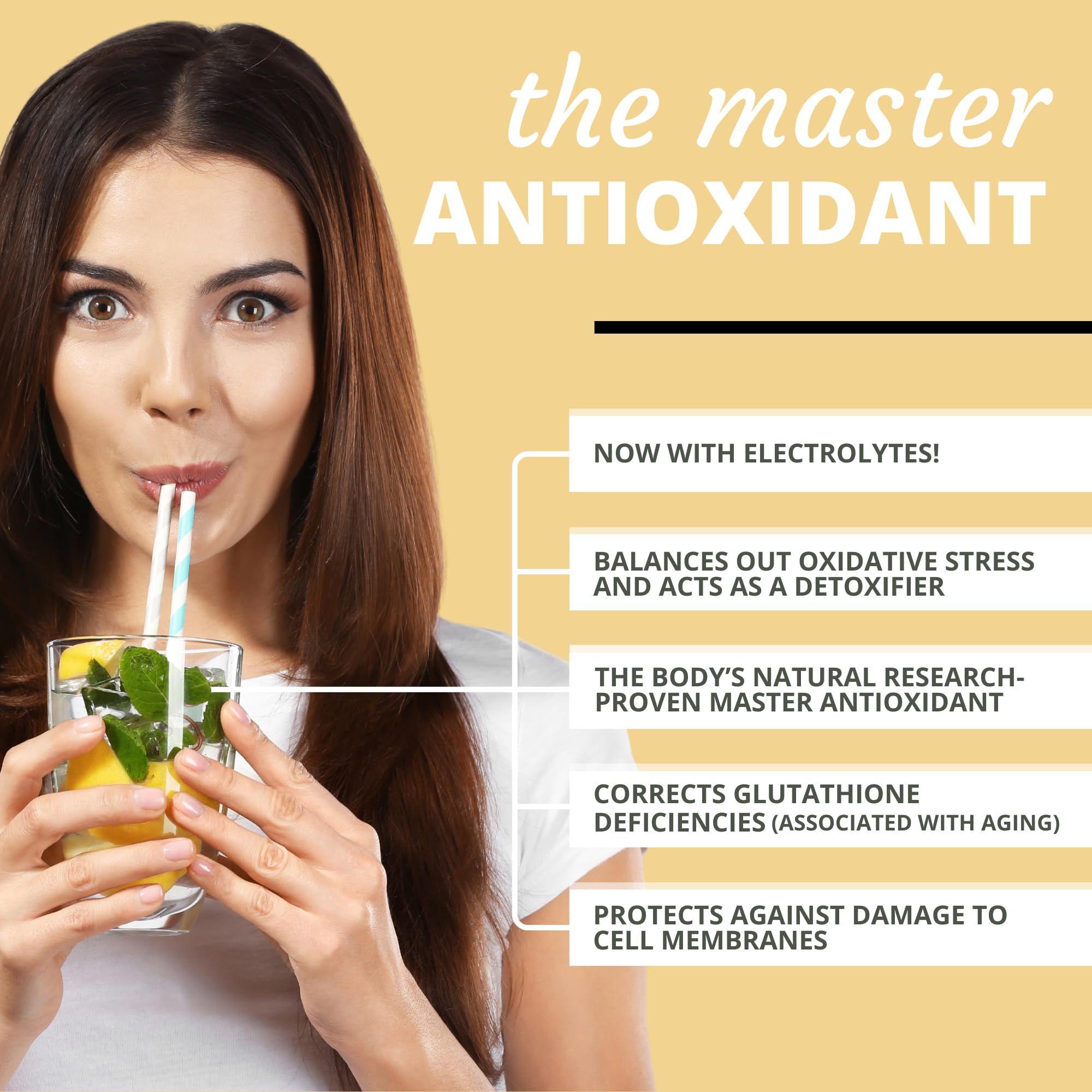 Optimal Health Systems Essential Glutathione wafers closeup highlighting citrus effervescence