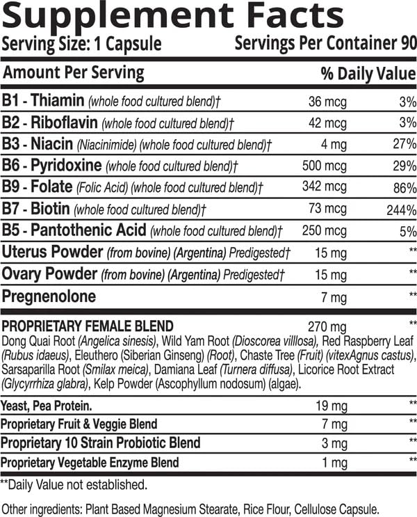Opti-Female bottle label emphasizes calcium and vitamin D for bone health
