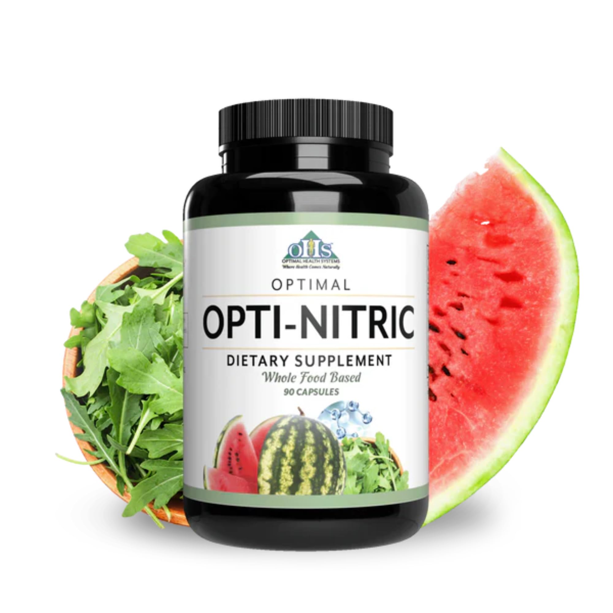 Optimal Opti-Nitric bottle with label close-up for daily energy support