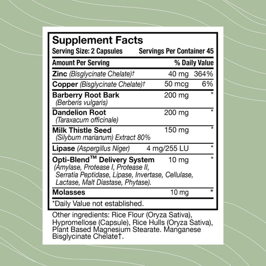 Optimal Health Systems optiblend enzymes closeup enhances nutrient absorption at cellular level