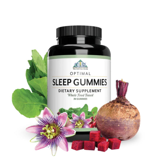Optimal Health Systems Optimal Sleep Gummies bottle supports calmer nights and smoother wakeups.