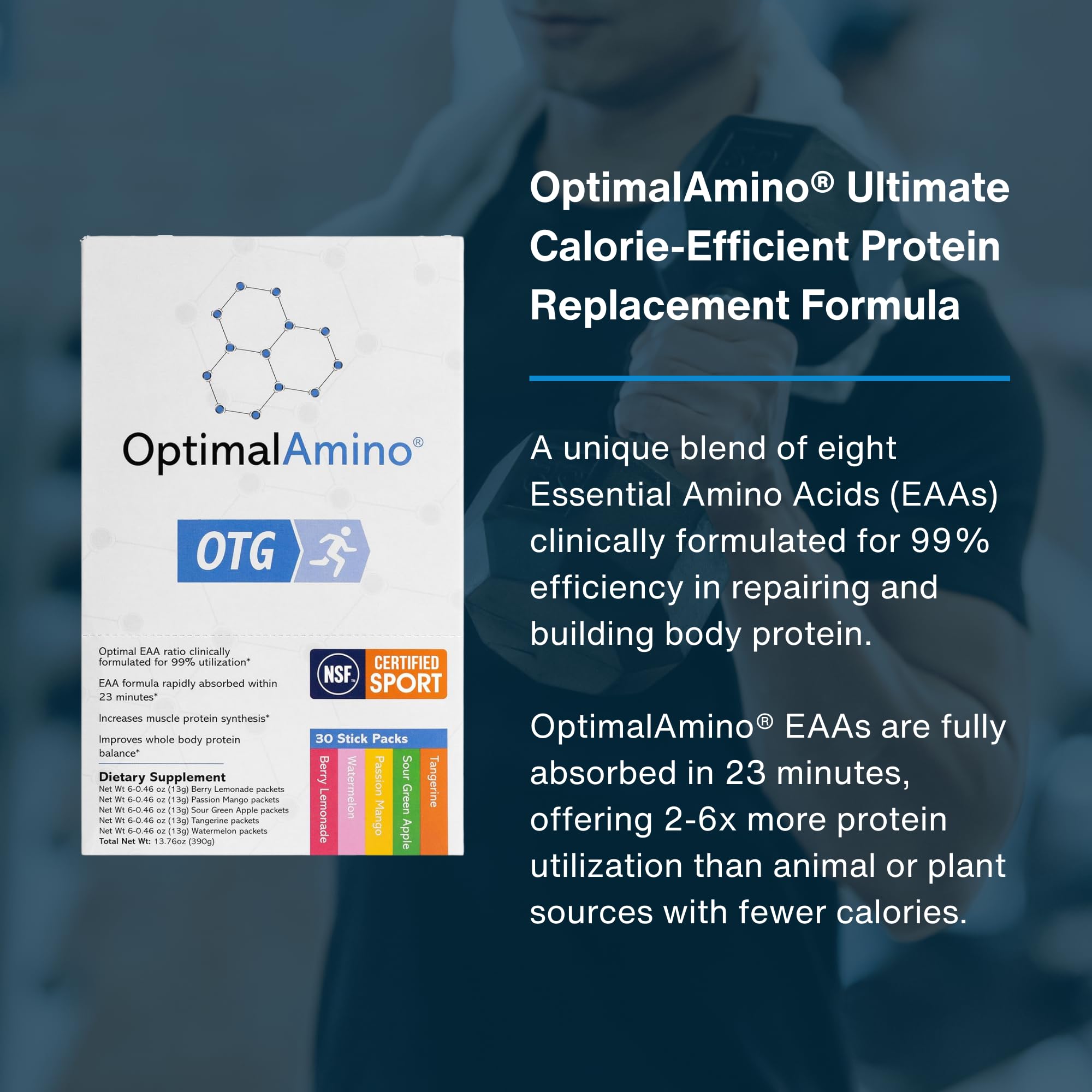 OptimalAmino OTG serving pour demonstrates easy mixing and quick uptake
