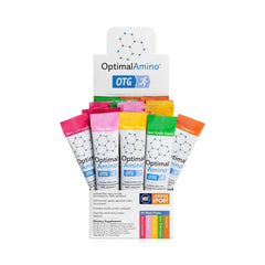 OptimalAmino OTG stick packs variety box for convenient post-workout recovery