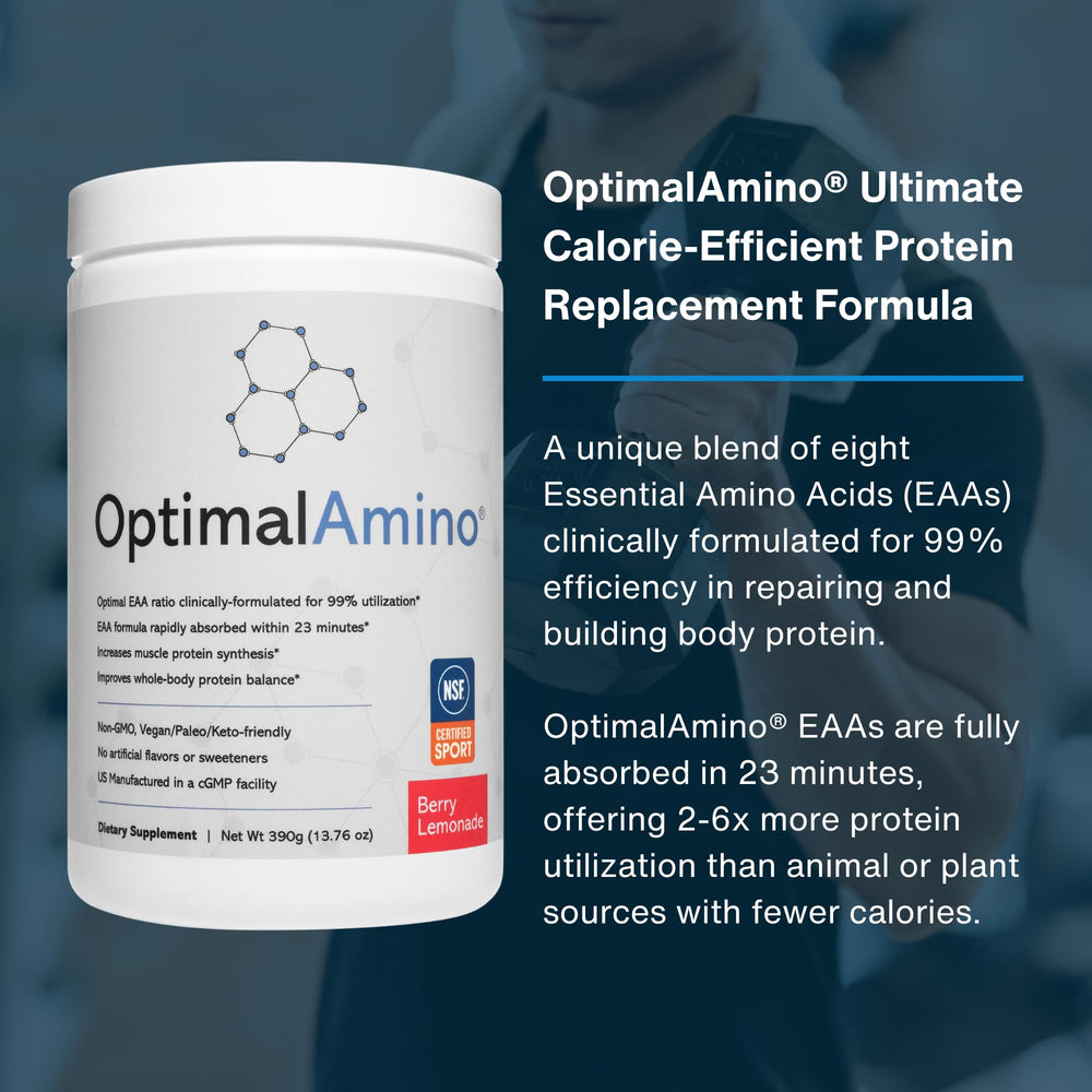 OptimalAmino stick packs for on-the-go hydration and recovery.