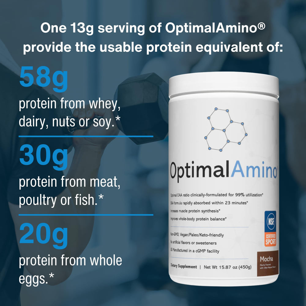 OptimalAmino stick-pack on-the-go for convenient fueling.