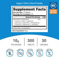 OptimalAmino tablet detail shows precise serving sizes for efficient protein use.