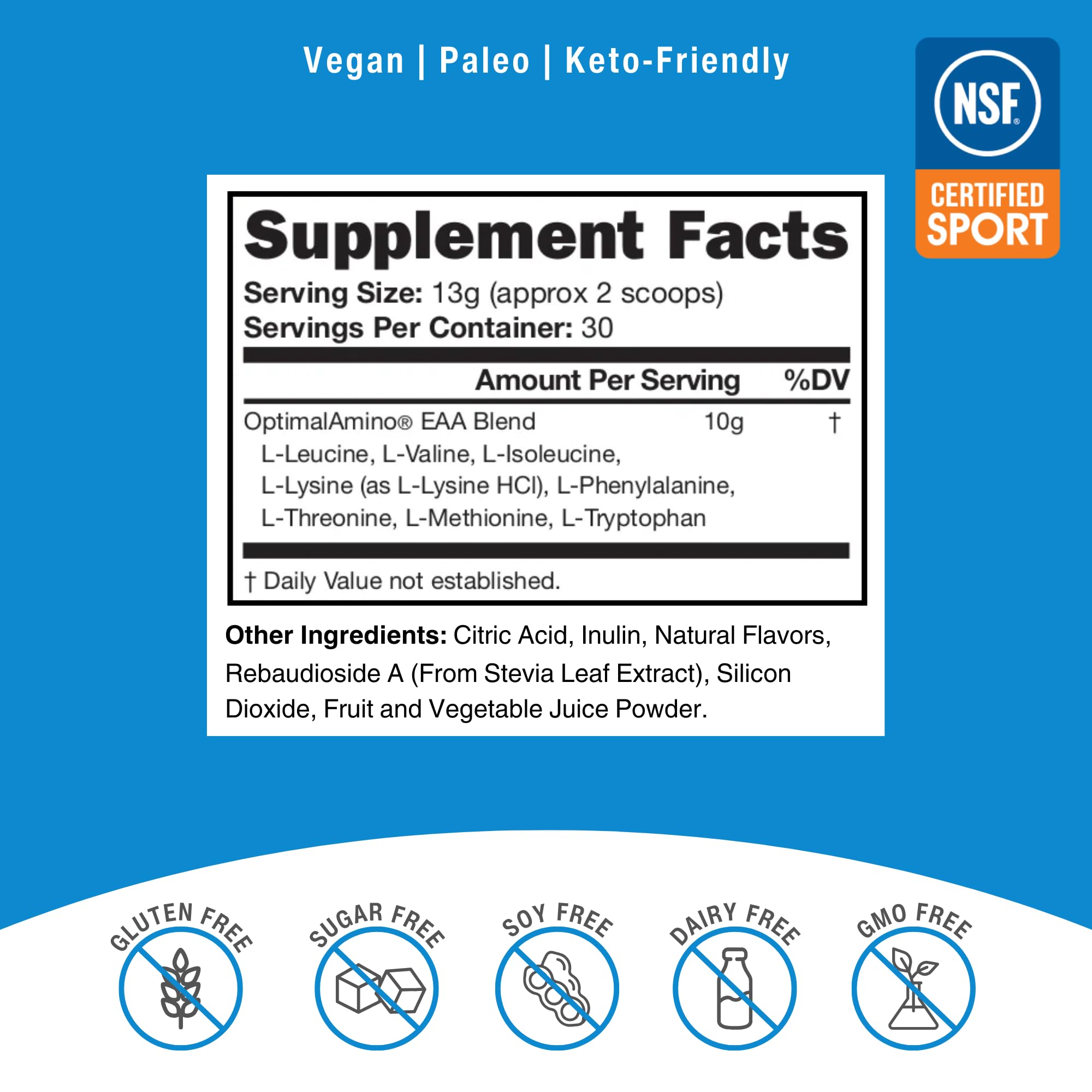 OptimalAmino watermelon powder scoop enables precise dosing for everyday amino intake.