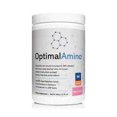 OptimalAmino watermelon powder tub dispense for easy pre- or post-workout serving.