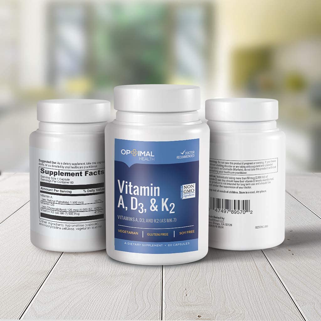 OPTIMALHEALTH Vitamin ADK packaging on desk for simple routines