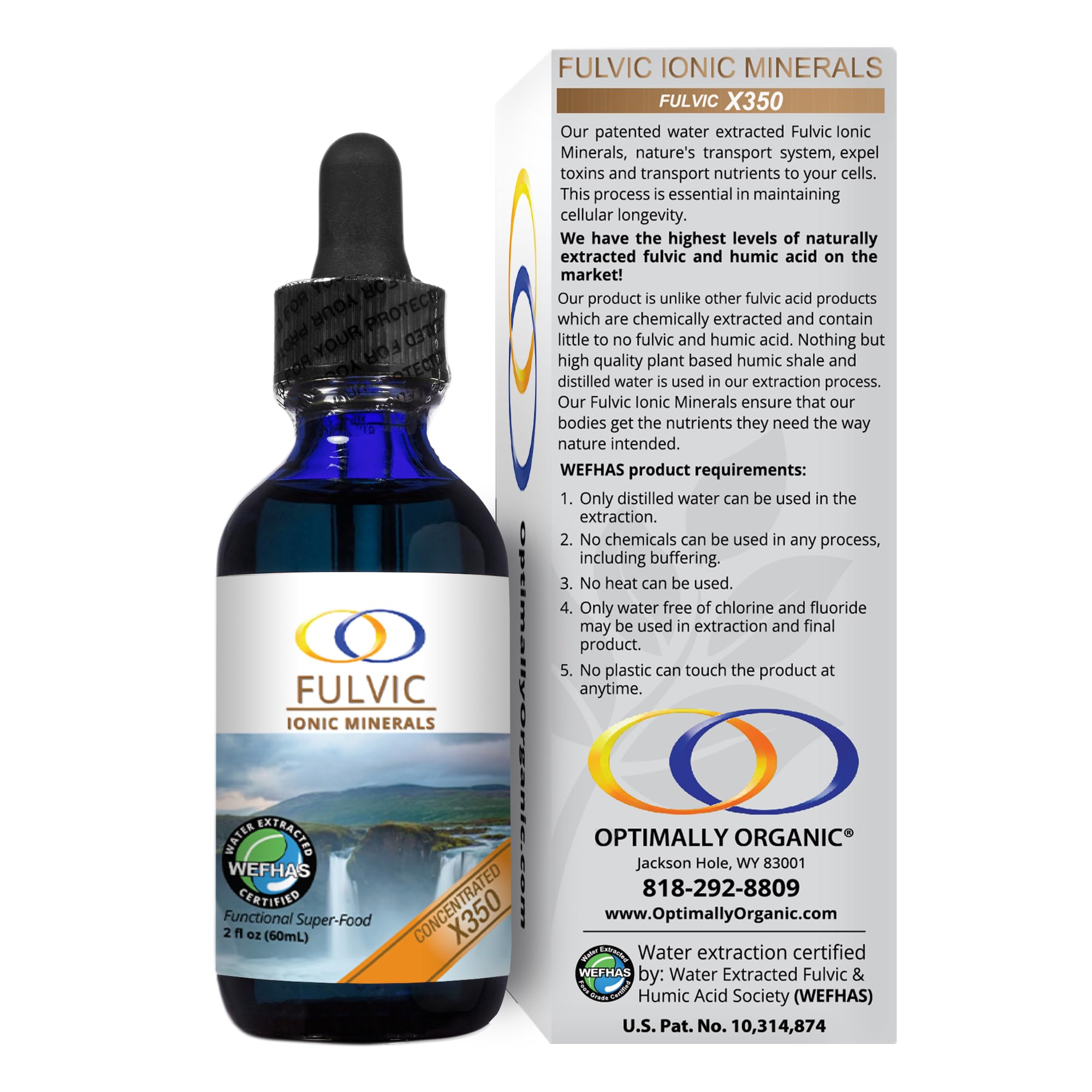 Optimally Organic bottle label emphasizes amino acids and electrolytes for balanced nutrition.