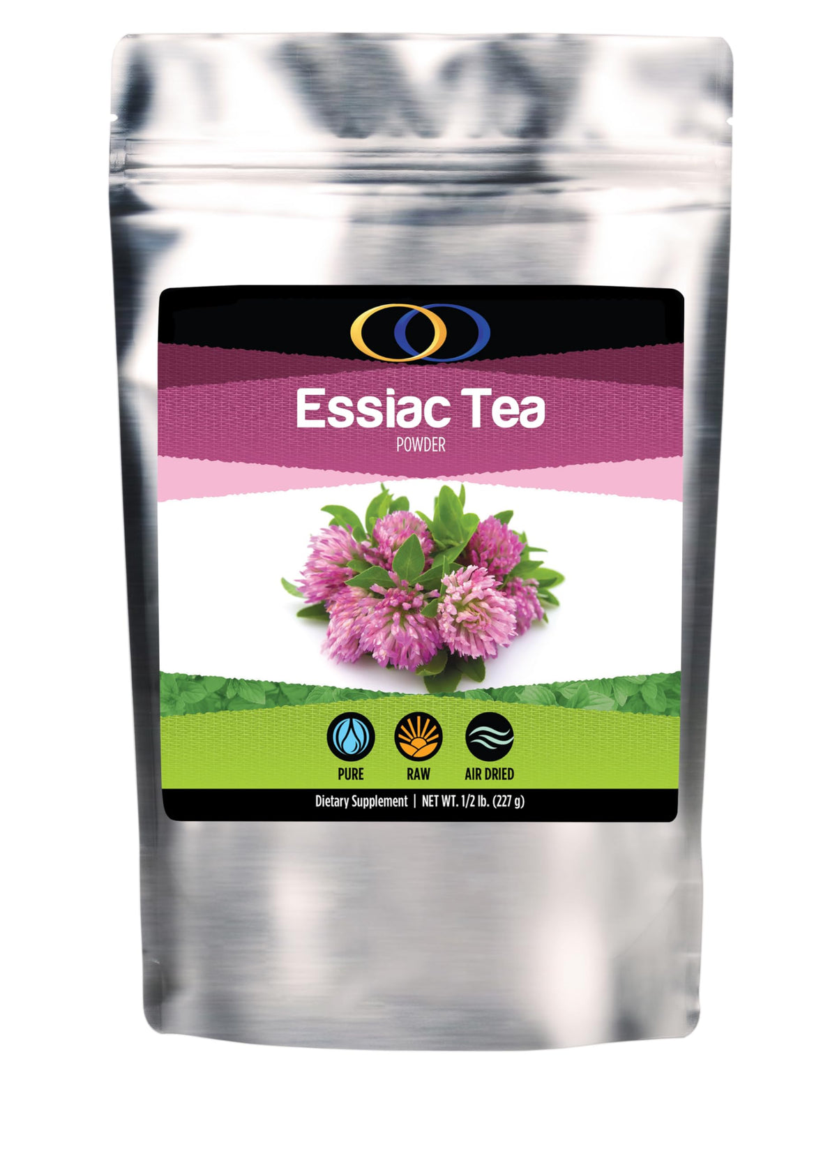 Optimally Organic ESSIAC Tea powder bottle for convenient daily dosing.