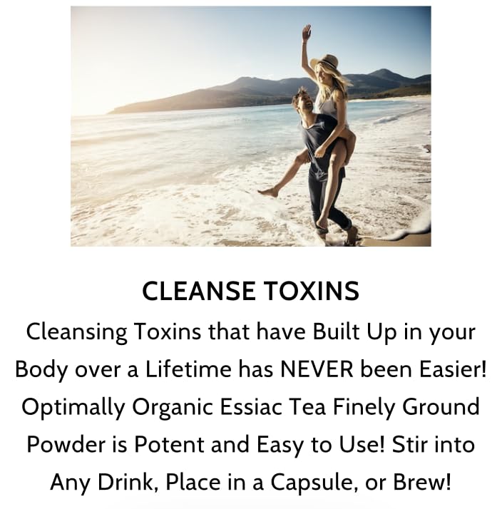 Optimally Organic ESSIAC Tea steeped cup showing calming tea moment.
