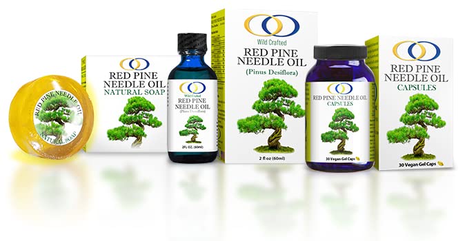 Optimally Organic Red Pine Needle Oil bottle as a hero product image