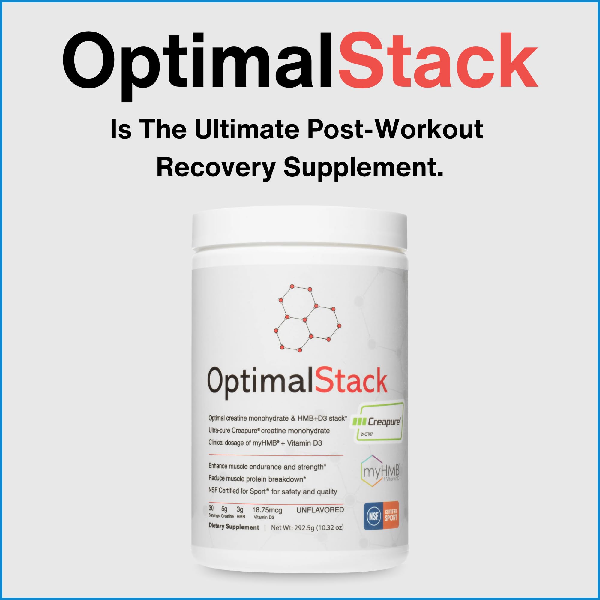 OptimalStack box packaging detail presents clear usage and serving information for shoppers.