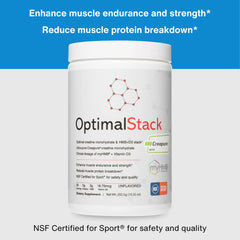OptimalStack unflavored powder jar blends into any beverage without altering taste.