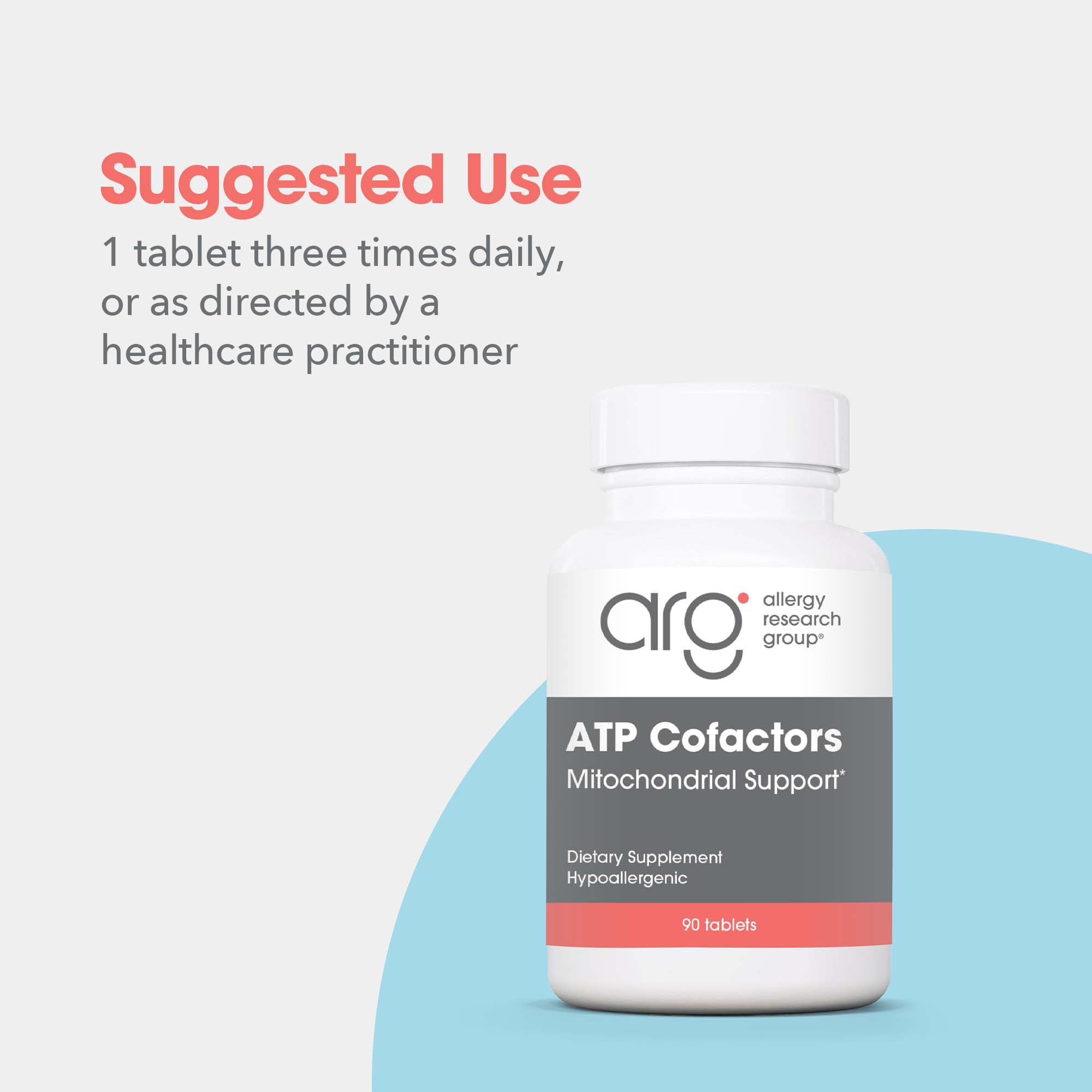 Optimox ATP Cofactors tablets close-up showing riboflavin and niacin.