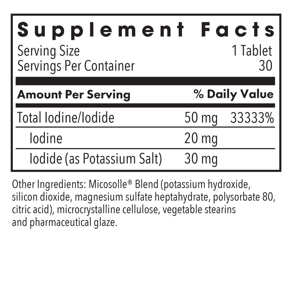Optimox Iodoral capsules closeup shows smooth tablets ready for daily intake.