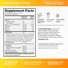 Optimum Nutrition Amin.O. Energy being poured into a glass for hydration and focus