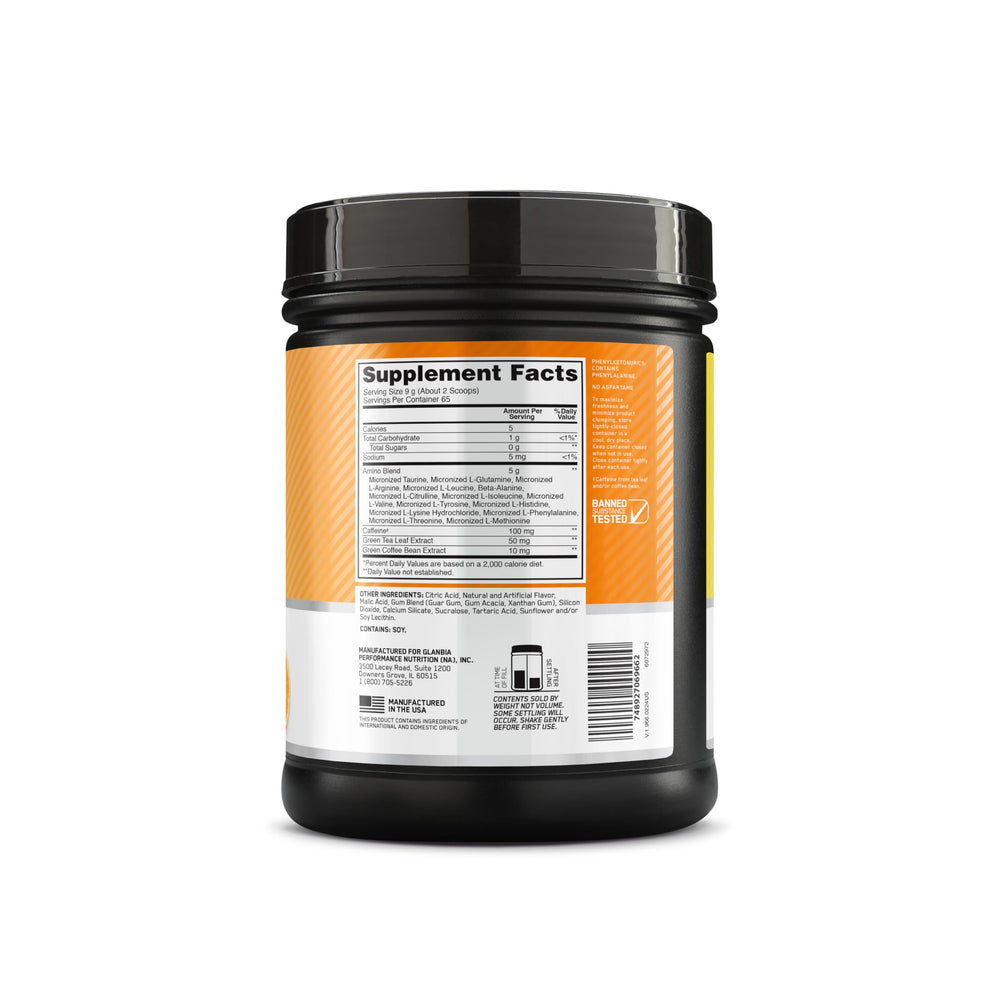 Optimum Nutrition Amino Energy Citrus Spritz serving glass ready for a workout session.