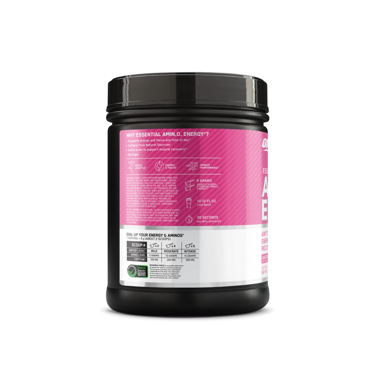Optimum Nutrition Amino Energy flavor variety display featuring Watermelon option.