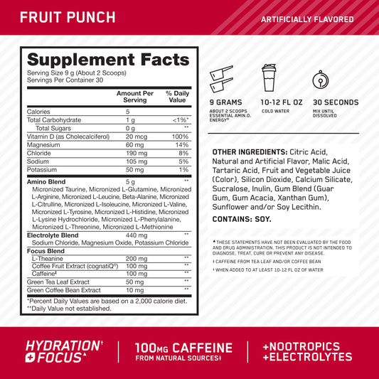 Amino Energy Fruit Punch shaker for easy mixing during workouts.