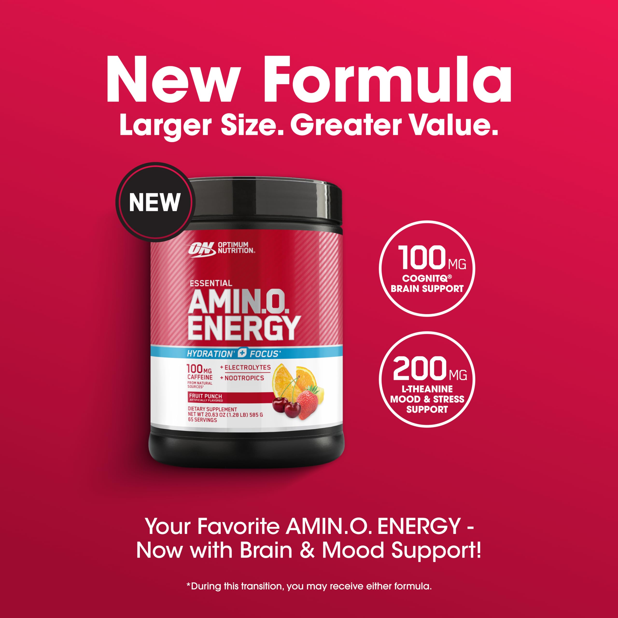 Optimum Nutrition Amino Energy Powder Plus Focus natural caffeine sources infographic