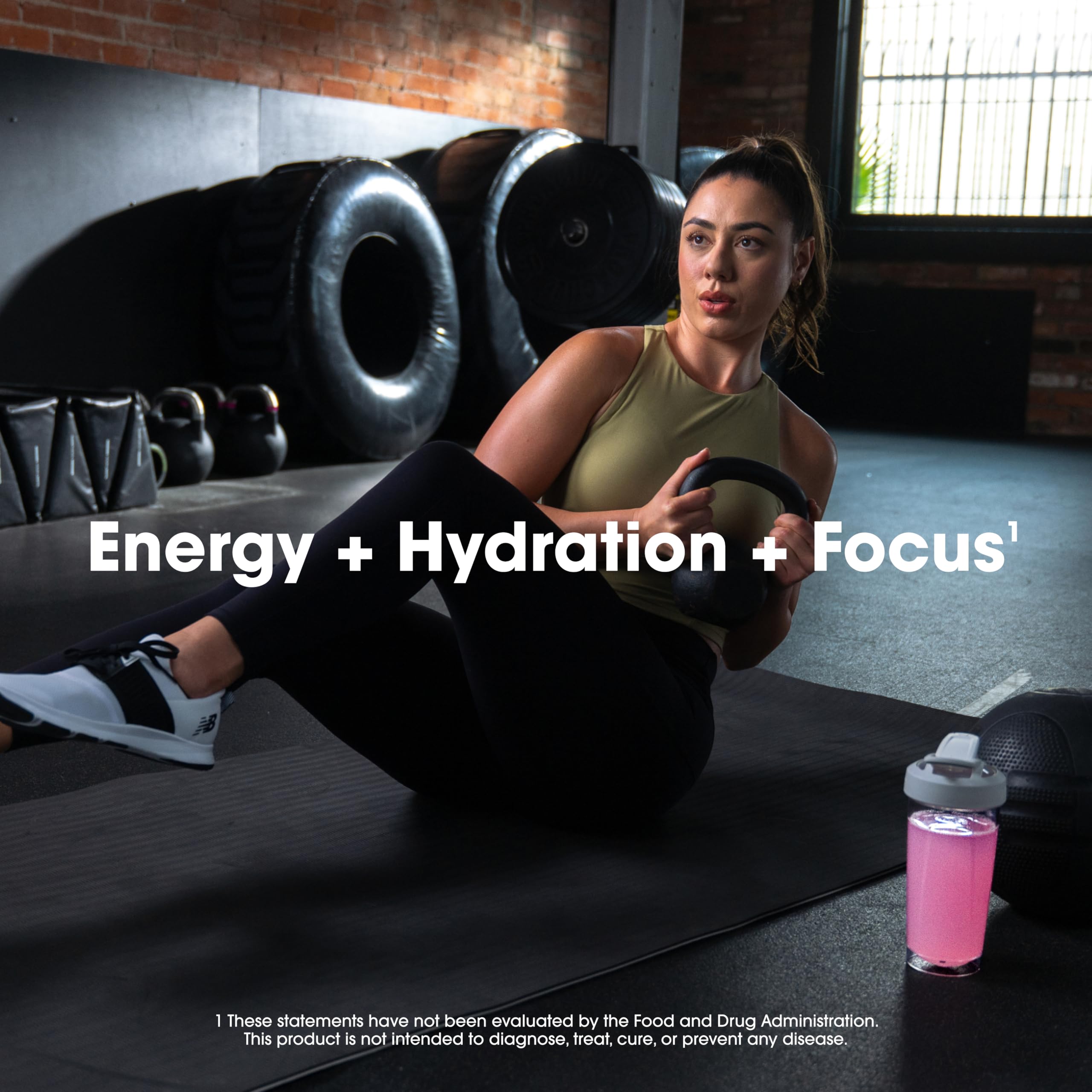 Optimum Nutrition Amino Energy Plus Focus zero sugar badge showing a calorie-conscious option.