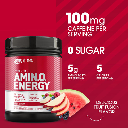 Optimum Nutrition Amino Energy scoop measures amino blend for workouts.