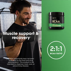 Optimum Nutrition BCAA powder mixed in water to create a smooth, refreshing drink.