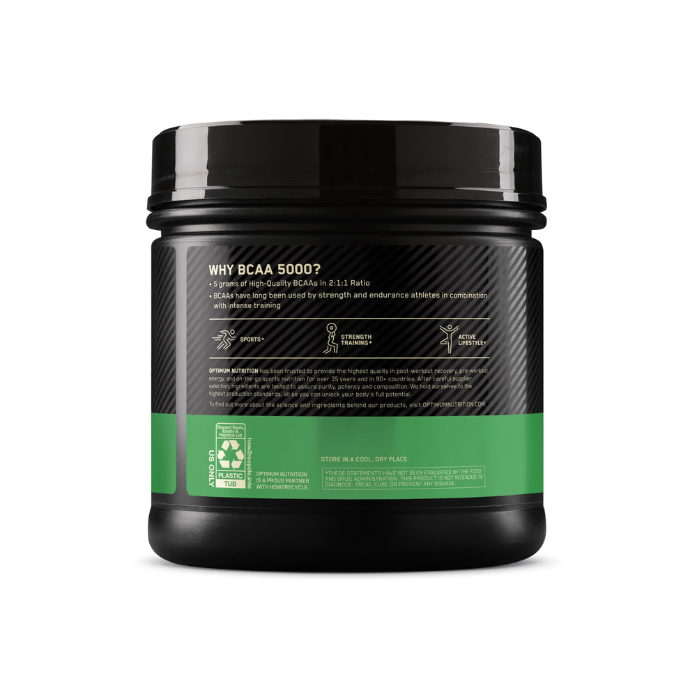 Optimum Nutrition BCAA powder after-workout shake ready for training sessions.