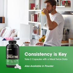 Optimum Nutrition Creatine Monohydrate capsules with clear surface detail