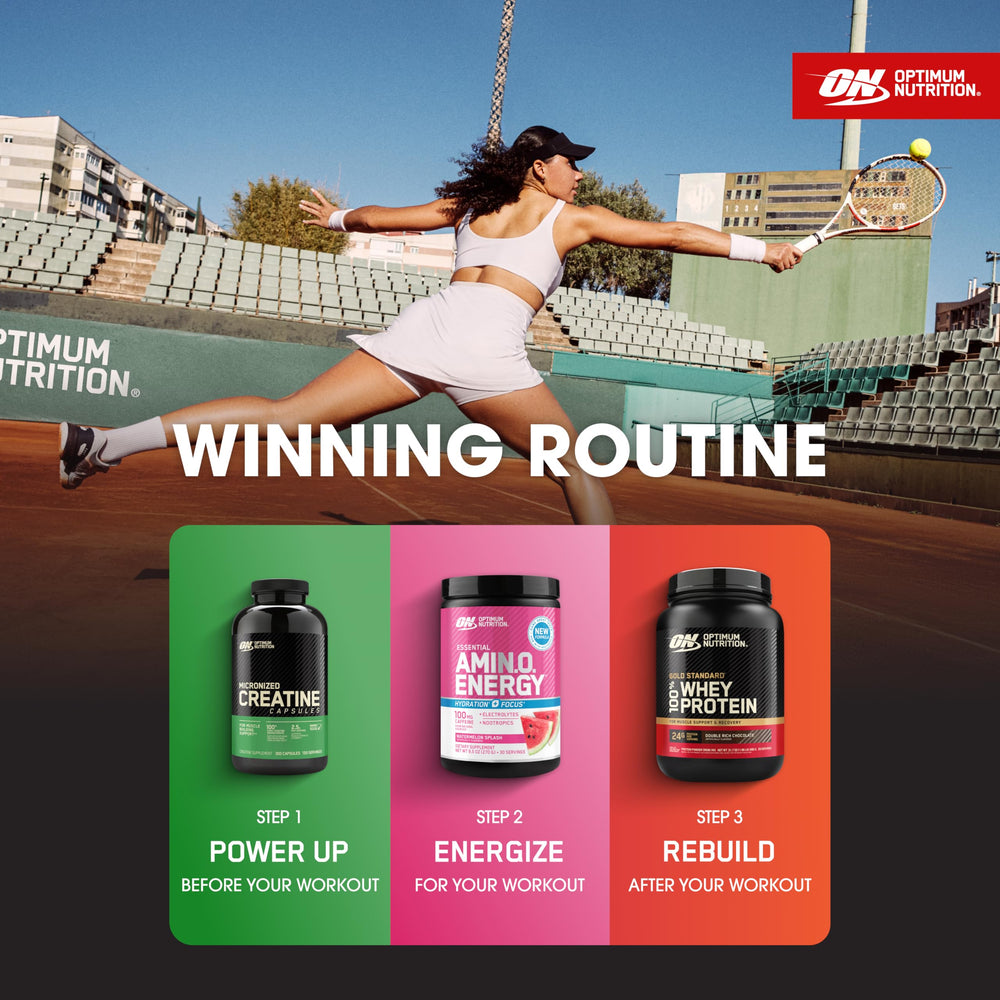 Optimum Nutrition Creatine Monohydrate pack shows 300 capsules count for long-term use