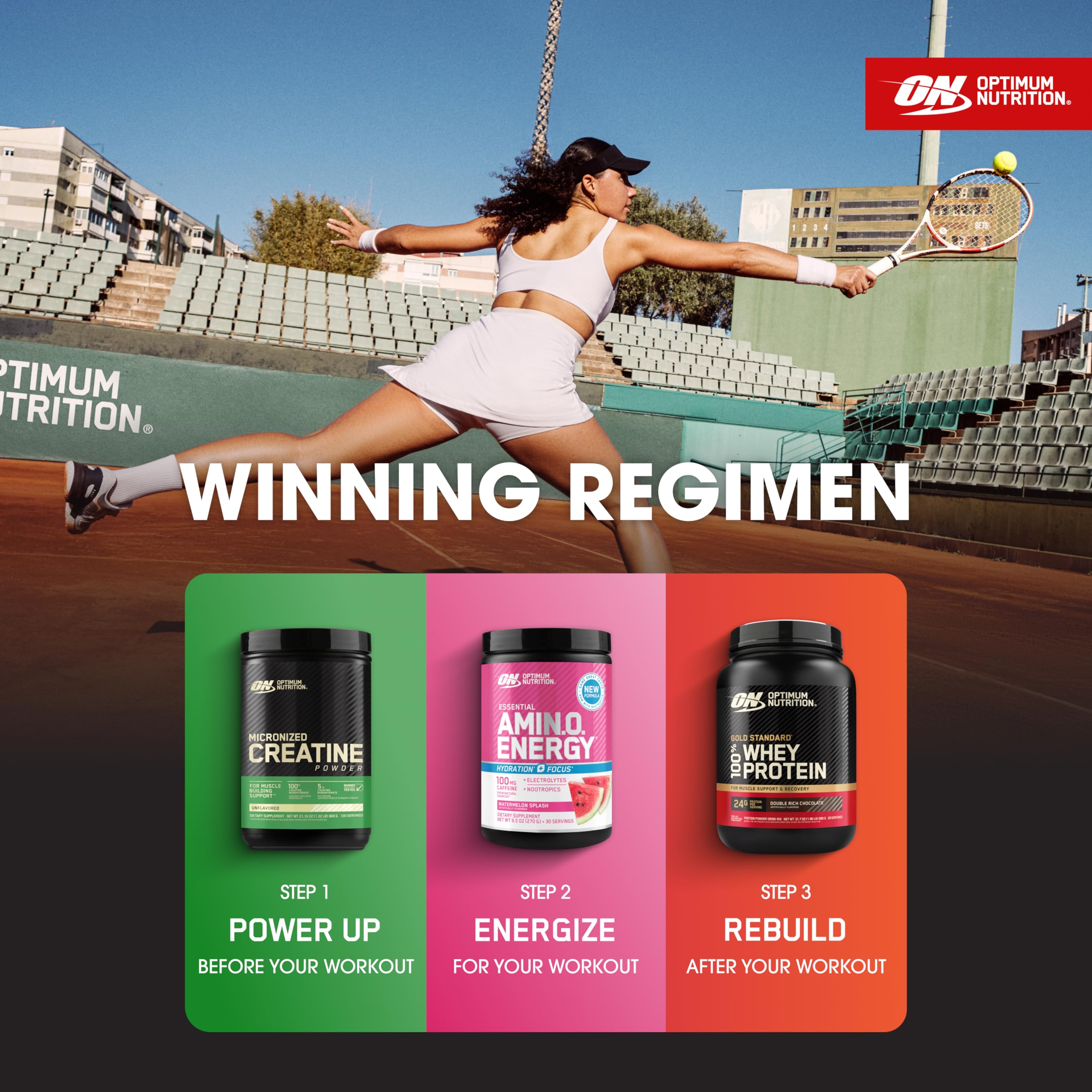 Optimum Nutrition creatine product packaging reflects safety testing
