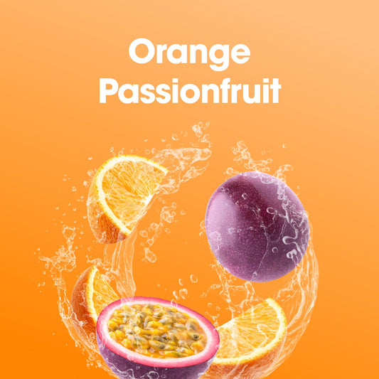 Optimum Nutrition Creatine Monohydrate Plus orange passionfruit tub closeup showing creatine content