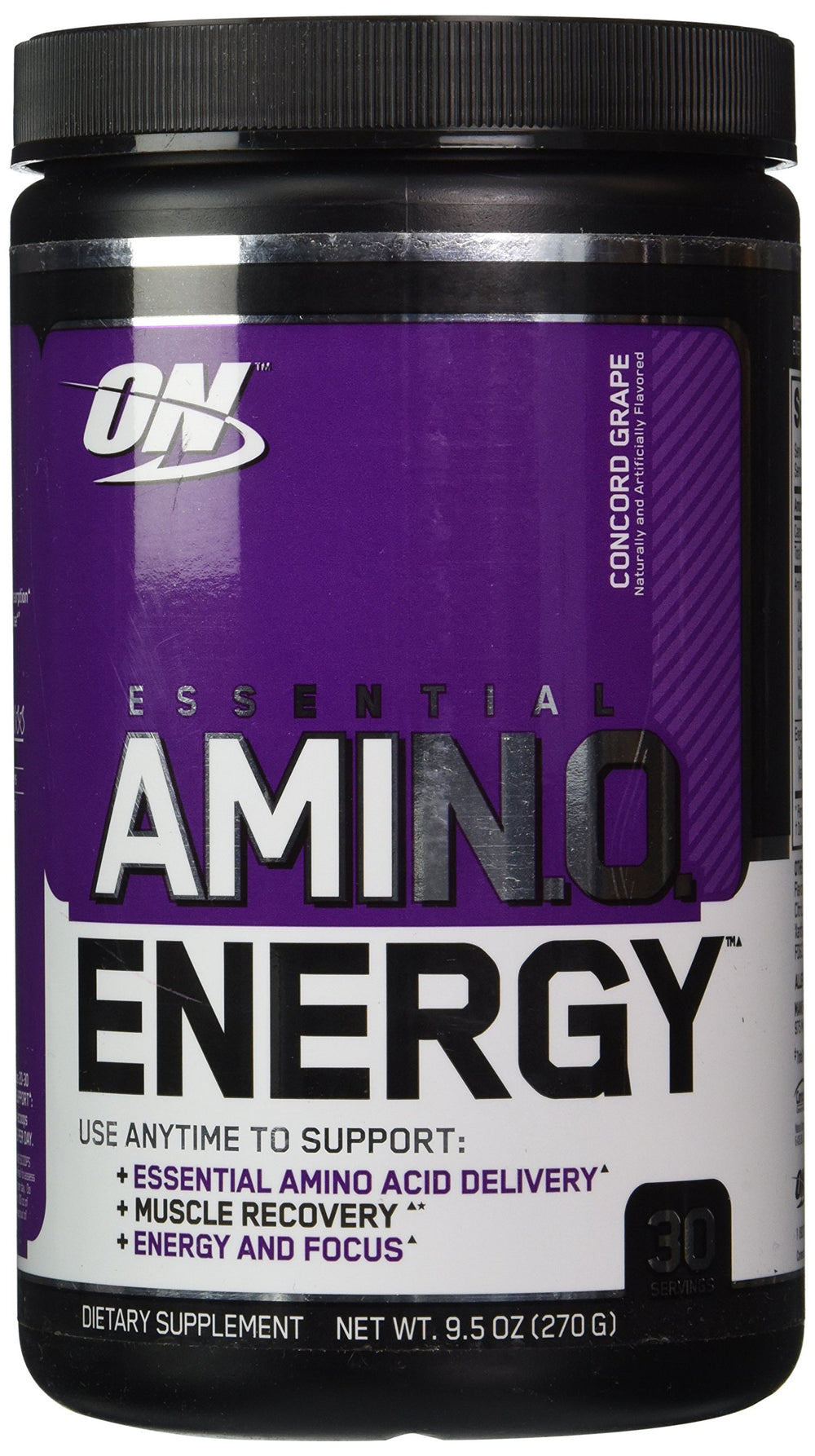 Optimum Nutrition Essential Amino Energy Concord Grape bottle front, ideal for a quick pre-workout boost.