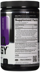 Optimum Nutrition Essential Amino Energy Concord Grape label closeup highlights ingredients and flavor.