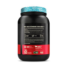 Optimum Nutrition Fruity Cereal whey product on gym bench promoting recovery.
