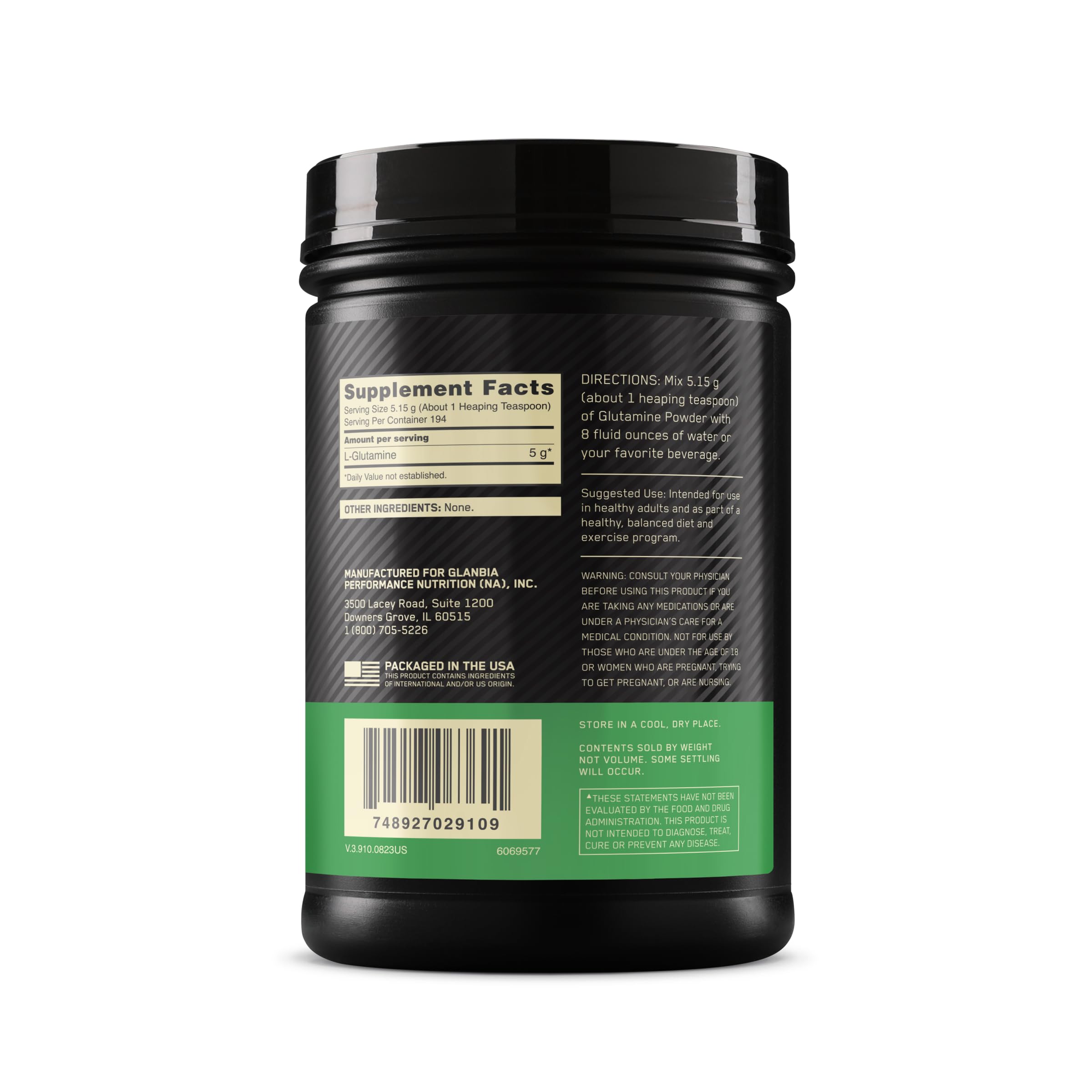Optimum Nutrition L-Glutamine powder dissolves smoothly in water