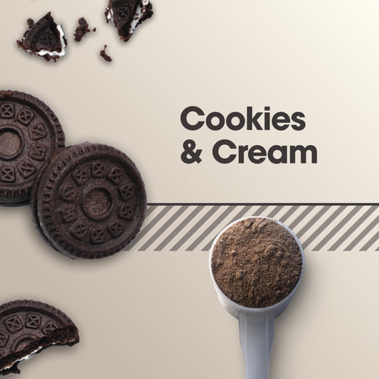 Optimum Nutrition Gold Standard Casein Cookies and Cream label closeup with key nutrients