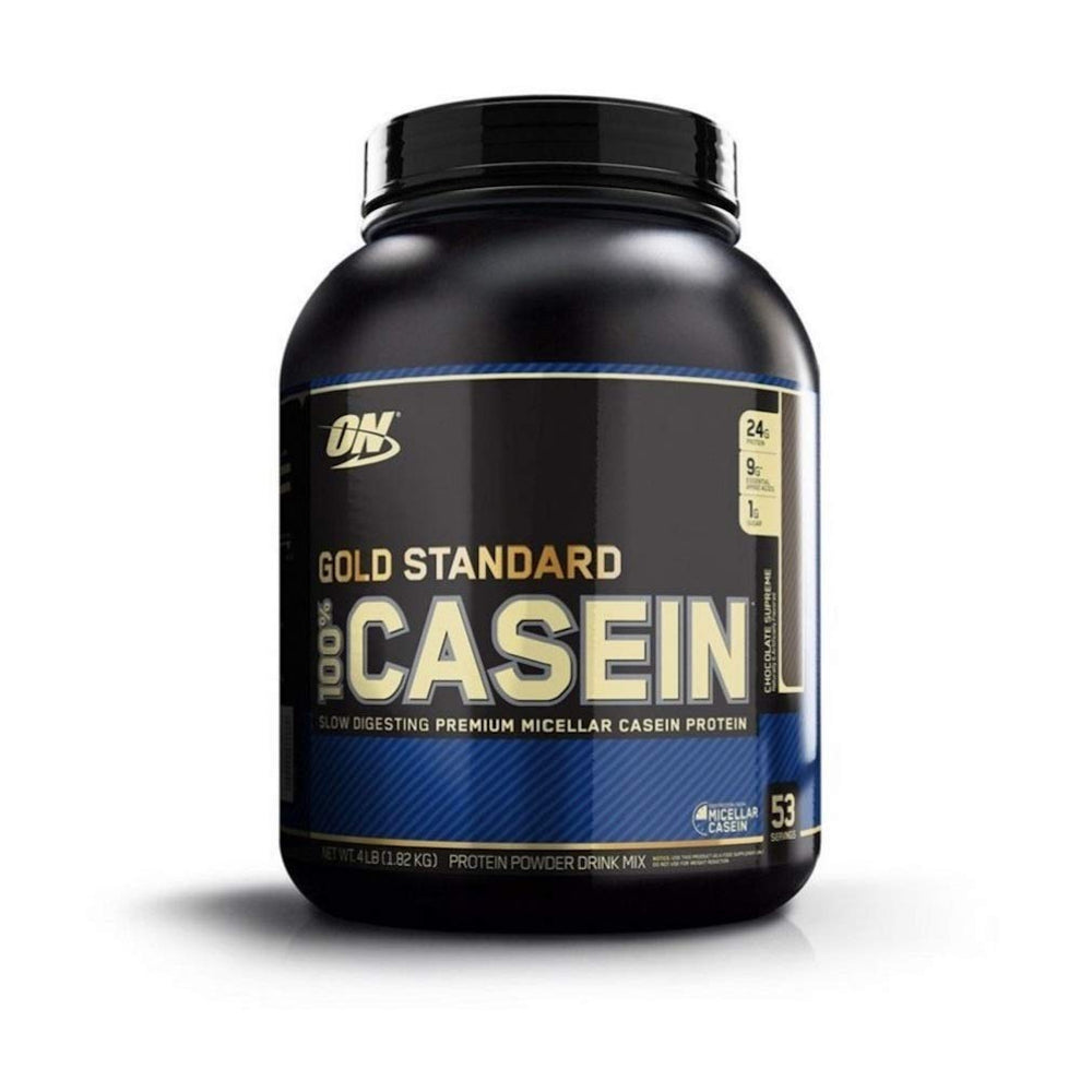 Optimum Nutrition Gold Standard Micellar Casein Chocolate Supreme powder for slow-digesting overnight recovery
