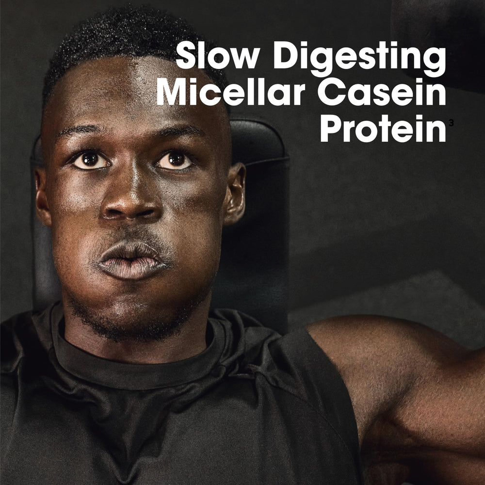 Optimum Nutrition micellar casein close-up highlighting 24 g protein per serving