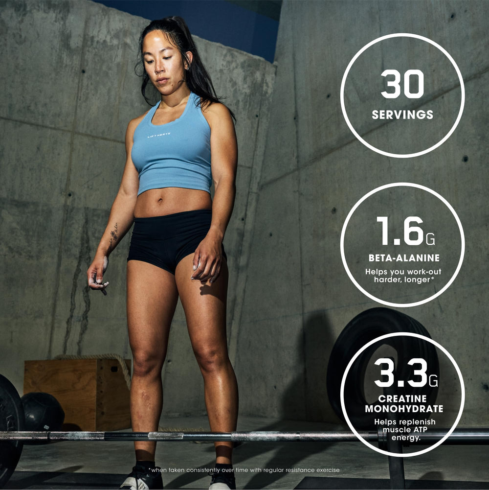 Optimum Nutrition pre-workout bottle highlights Vitamin D for immune support