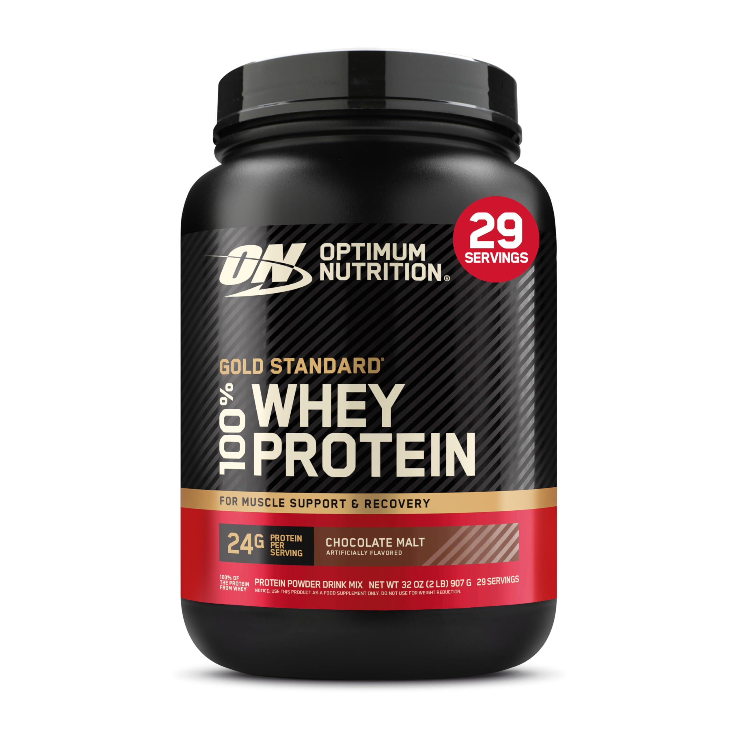 Optimum Nutrition Gold Standard whey packaging front for post-workout protein.