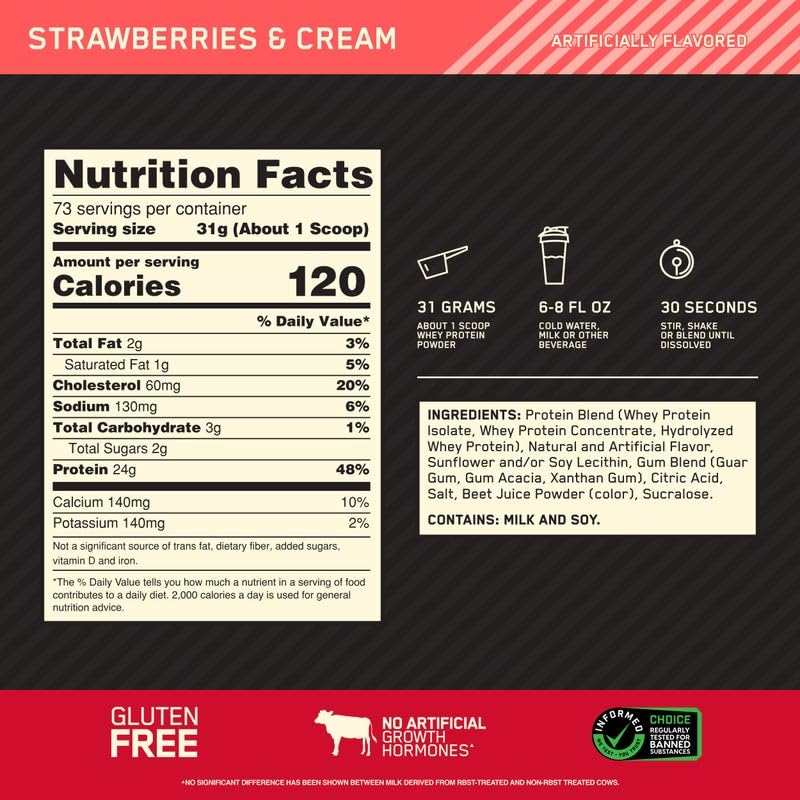 Optimum Nutrition Gold Standard Whey shaker with prepared post-workout shake.