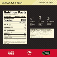 Optimum Nutrition Gold Standard whey shake in glass shows easy mixing